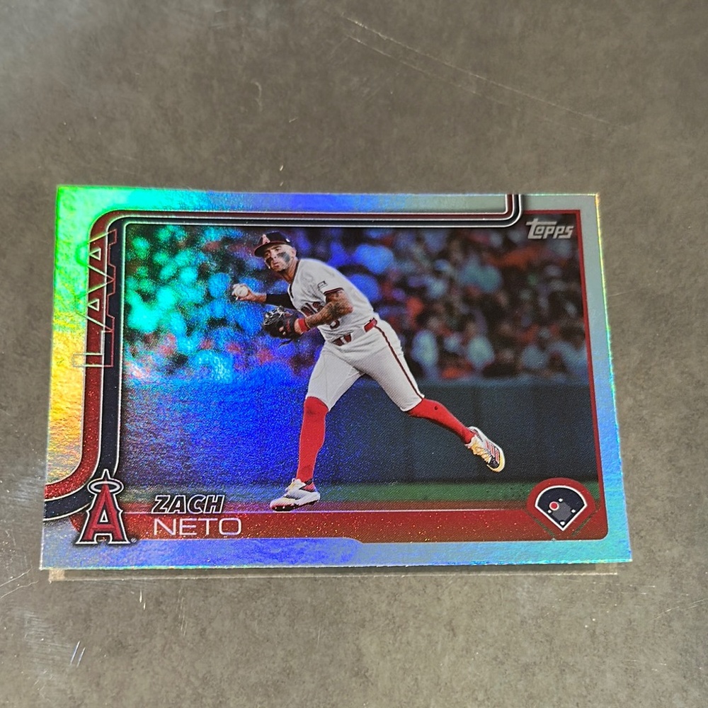 Topps Holographic Baseball Card with Red and White Accents
